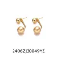 Jolies boucles d'oreilles dorées à double boule pour femmes, bijoux rétro élégants et chic. - Style Double Boule Mate Brillante (2406ZJ30049YZ)