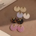 Stylish retro colorful acetate circle earrings minimalist luxury design women fashion jewelry - White 10