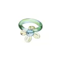 Anello floreale in vetro artigianale, fascia verde sfumata con design a fiore giallo. - Taglia 6 / Anello con Fiore