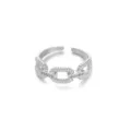 Anello aperto regolabile color argento con zirconi scintillanti per donne stile elegante - Stile Motivo a Torciglione (2606HY40144JZ)