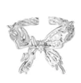 Anello aperto a farfalla argentato decorato con zirconi brillanti, stile chic. - Stile Farfalla (2606HY21595JZ)