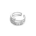 Anello aperto regolabile color argento con pietre di zircone scintillanti, design elegante. - Stile a Doppio Strato (2606HY40146JZ)