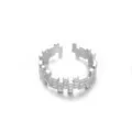 Anello aperto argentato con zircone scintillante, design geometrico minimalista regolabile. - Stile Intrecciato (2606HY40145JZ)