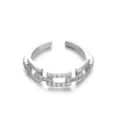 Anello aperto regolabile in zircone argentato design geometrico gioielli moda - Stile Quadrato (2606HY40143JZ)