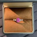 Anello in argento sterling S925 con gemma rosa, elegante gioiello ovale da donna. - n.5 / Rosa