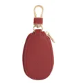 Mini rotes Leder Auto Schlüsselmäppchen mit Reißverschluss und goldenem Karabiner für Tasche. - Rot