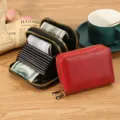 Porte-cartes accordéon multifonctionnel, portefeuille femme PU double fermeture grands emplacements. - Style Accordéon (HK021) / Rouge
