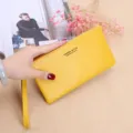 Cartera larga amarilla para mujer, elegante bolso de mano con correa y gran capacidad. - Amarillo