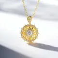 Detailed view of the exquisite gold-plated snowflake pendant necklace sparkling with cubic zirconia. - 925 Silver / Gold Style (XL361)