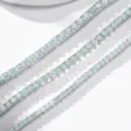 Primo piano dettagliato di bracciali tennis in moissanite scintillante, varie larghezze, argento. - 15cm / Bracciale in Moissanite (MS157) / Confezione da 3mm / Verde-Blu Cielo