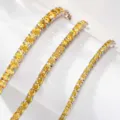 Bracciale tennis in moissanite gialla argento 925 gioielli di lusso scintillanti donna. - 15cm / Bracciale in Moissanite (MS159) / Confezione da 3mm / Giallo Oro