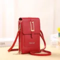 Rode praktische multi-layer crossbody telefoontas met metalen gesp en verstelbare riem. - Stijl H018 (Met Metalen Gesp) / Rood