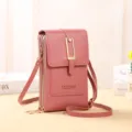 Roze crossbody telefoon tas PU leer kleine schoudertas met metalen gesp voor dagelijks. - Stijl H018 (Met Metalen Gesp) / Dieproze