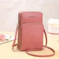 Stylish pink crossbody cell phone bag for women with large capacity multi pocket shoulder bag - Deep Pink