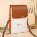 ENDAYCON sac bandoulière femme pour téléphone portable bicolore marron et blanc pratique - Blanc