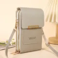 Bolso bandolera vertical de cuero PU gris con cremalleras dobles y decoración metálica. - Gris
