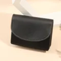 Portefeuille court minimaliste en cuir synthétique noir porte-cartes sac compact élégant - Porte-cartes à rabat / Noir