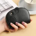 Porte-carte éléphant en cuir PU noir, design accordéon multi-fentes, joli portefeuille quotidien. - Forme d'éléphant / Noir