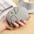 Grijs Schattig Olifant Vorm PU Kaarthouder Vrouwen Munt Portemonnee Mini Etui Met Rits - Olifant vorm / Grijs