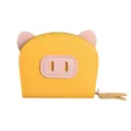 Mignon portefeuille cochon dessin animé femme en cuir PU porte-monnaie zippé étui à cartes - Jaune