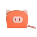 Portefeuille porte-cartes mignon cochon de dessin animé pour femmes, étui à fermeture. - Orange