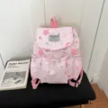 Pink star print mini backpack cute sweet school bag Korean ins style casual daypack for girls - Without Pendant / Pink Without Pendant