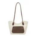 Femme mode sac cabas colorblock grande capacité sac à bandoulière décontracté - Sans Ornement / Blanc
