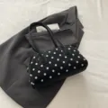Chic black and white polka dot pillow shoulder bag, stylish underarm handbag for women. - Black without Pendant
