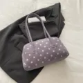 Purple polka dot shoulder bag cute underarm pillow bag fashion women casual handbag variant - Purple No Charm