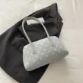 Light blue polka dot underarm bag, cute shoulder handbag for women stylish daily wear. - Blue No Charm