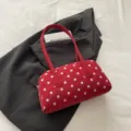 Red polka dot shoulder pillow bag, cute women underarm handbag for daily fashion chic look. - Red Without Charm