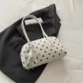 White Polka Dot Pillow Shoulder Bag Cute Underarm Handbag with Star Pendant Variant - White With Pendant