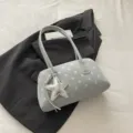 Cute polka dot shoulder pillow bag with star pendant, trendy niche Korean style daily handbag. - Blue with Pendant