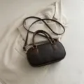 Retro dark brown barrel handbag pillow crossbody bag stylish winter fashion bowling shoulder bag - Coffee