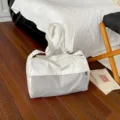 Large capacity travel duffel bag for women, lightweight short trip fitness gym luggage bag. - White