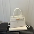 Fashion minimalist white shoulder crossbody commute small square handbag for women stylish daily use - No Pendant / White