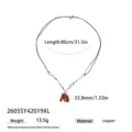 Vista dettagliata della collana in legno con dimensioni esatte e specifiche tecniche. - Collana Lunga Cordino in Pelle Cavallo in Legno