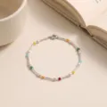 Bracciale di perline colorate estive, design in tubo d'argento e perla, variante minimalista per donna. - Stile con Perline di Conteria Multicolore (2211BJ18997SL)