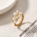 Anello con perla d'acqua dolce in filo dorato, gioiello stile vintage francese elegante. - Taglia US 6 / Anello Avvolto nel Filo con Perla Artificiale