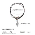 Collana lunga stile etnico bohémien in corda di cuoio con pendente foglia e perline. - Collana Lunga Cordino in Pelle Foglia di Palma Vintage