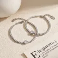 Exquisite full zircon tennis bracelet detail, sparkling rhinestone pave design for elegant women. - Platinum Full Pave Style (2304BK21377SL)