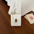 Minimalist white women handbag fashion top handle crossbody bag casual stylish square purse - White