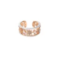 Elegante anello aperto con design in pizzo cavo, stella e pietre di zircone scintillanti. - Misura 7 (anello aperto regolabile) / Stile Stella Tono Oro Bordo Argentato