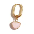 Pendientes de aro dorados con colgante de cristal de corazón rosa joyería de moda. - Hebilla de Oreja de Cuarzo Rosa Semicírculo / Pieza Única