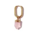 Elegant natural rose quartz gemstone gold plated hoop earrings for women chic jewelry - Prism Rose Quartz Ear Buckle / Single Piece