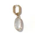 Gold-plated hoop earrings featuring a stylish faceted oval clear crystal pendant for women. - Oval White Crystal Ear Buckle / Single Piece