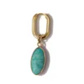Gold hoop earrings featuring a dangling oval amazonite gemstone for women elegant chic style. - Oval Amazonite Ear Buckle / Single Piece