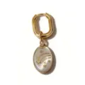 Gold-plated geometric hoop earrings with oval mother-of-pearl shooting star pendant chic - White Shell Star Ear Buckle / Single Piece