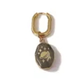 Gold hoop earrings with a grey celestial pendant featuring planet and stars for women. - Planet Ear Buckle / Single Piece