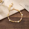 Braccialetto di perline margherita stile spiaggia estiva, gioielli per tutte le donne. - Stile Margherita di Conchiglia Gialla